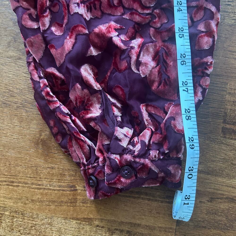 Chicos sheer velvet burgundy statement blouse size 2 U.S 12​ - Picture 10 of 12